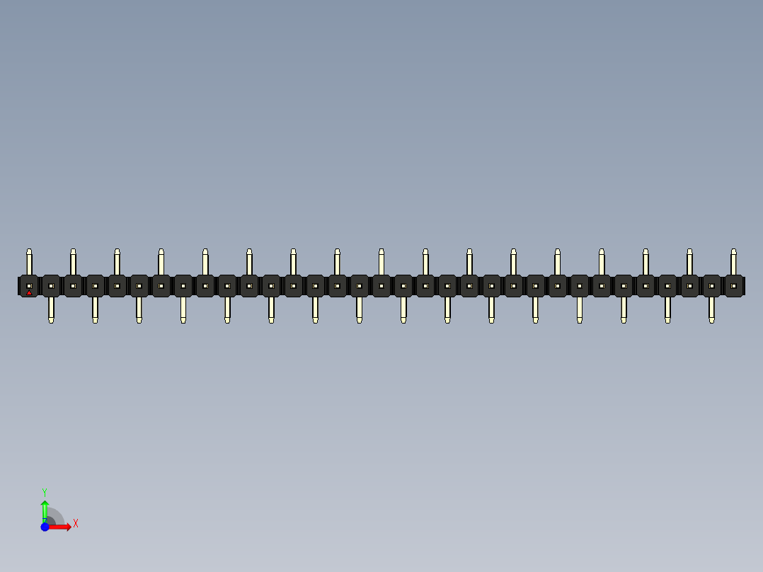 彩色公排针 100mil 2.54mm 系列-DS1022_black_33p_100mil_Type_SMT_R1_rev1.0前视图