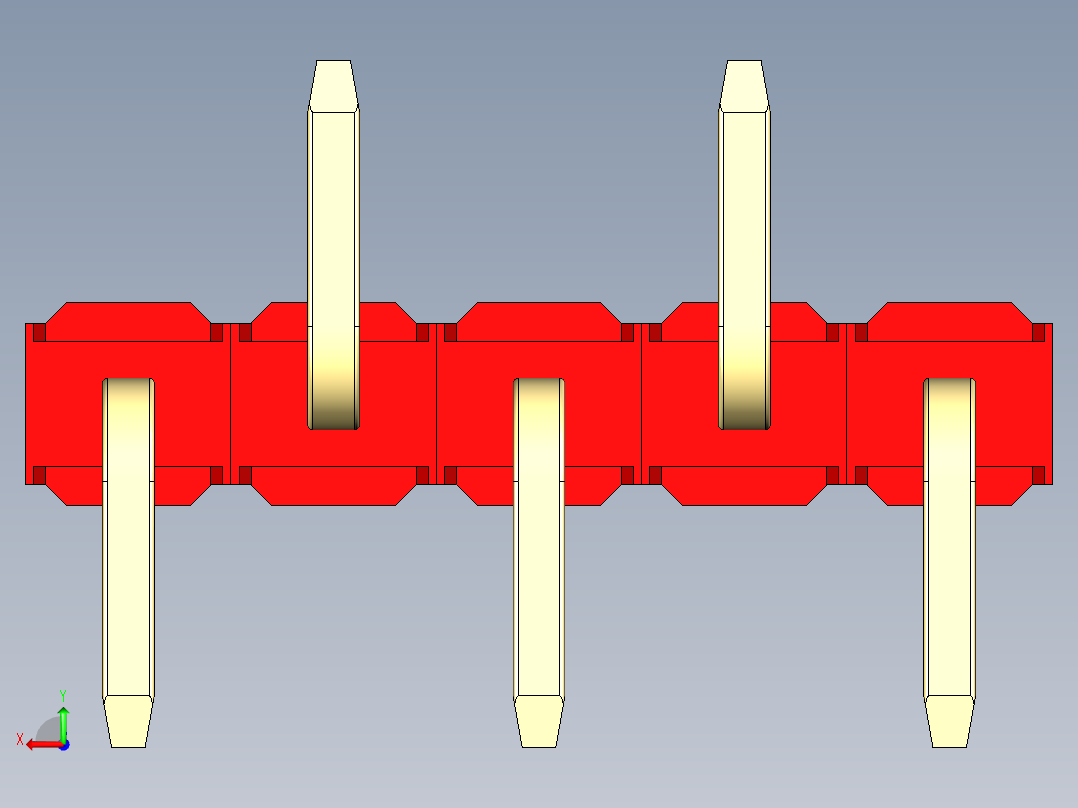 彩色公排针 100mil 2.54mm 系列-DS1022_red_05p_100mil_Type_SMT_R2_rev1.0后视图