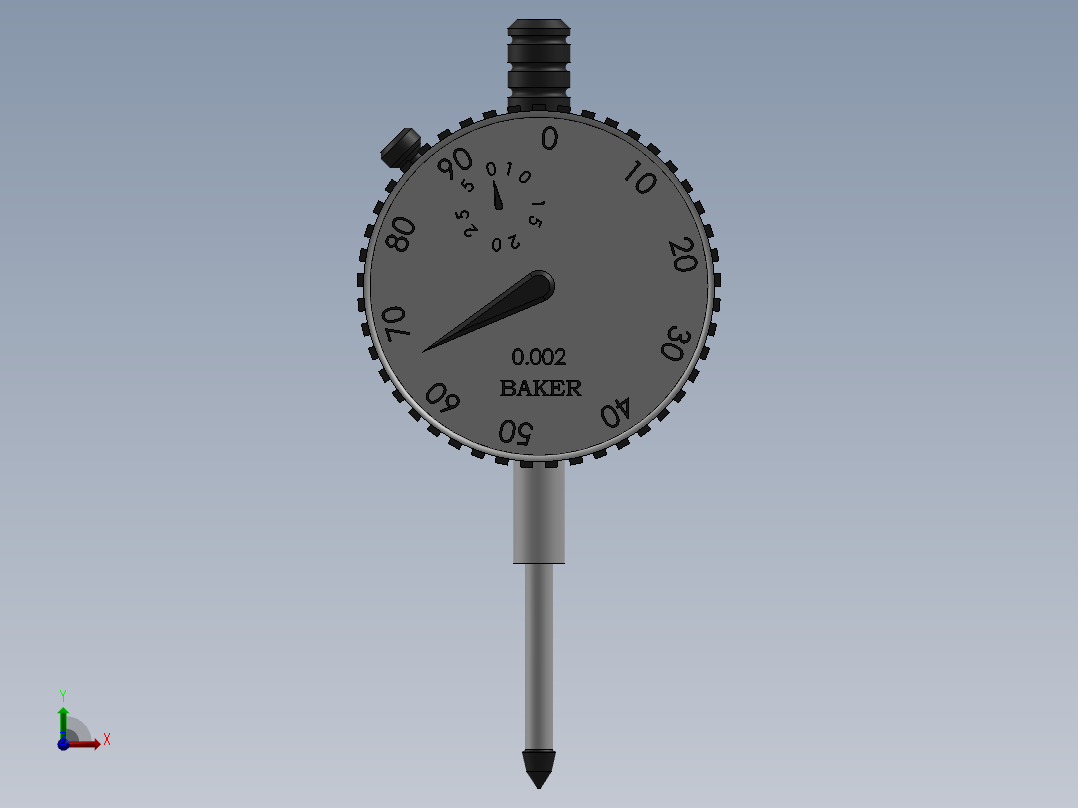 模拟百分表；行程25毫米前视图