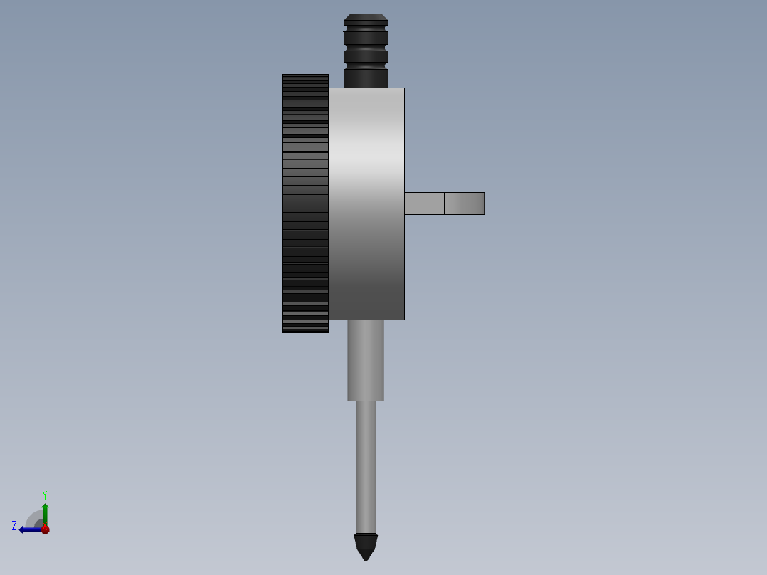 模拟百分表；行程25毫米右视图