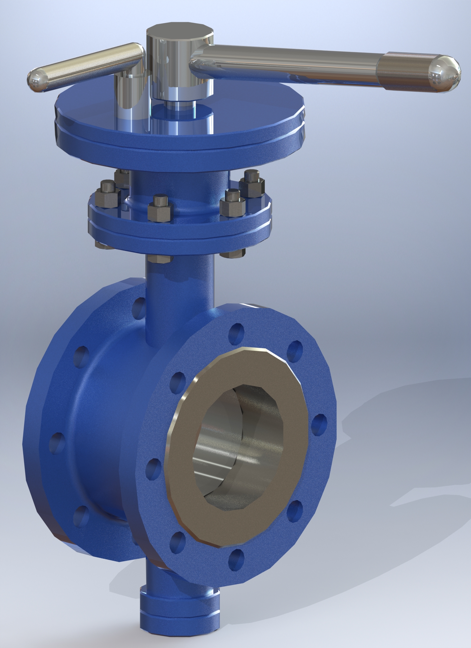 带手柄驱动装置的法兰型偏心蝶阀