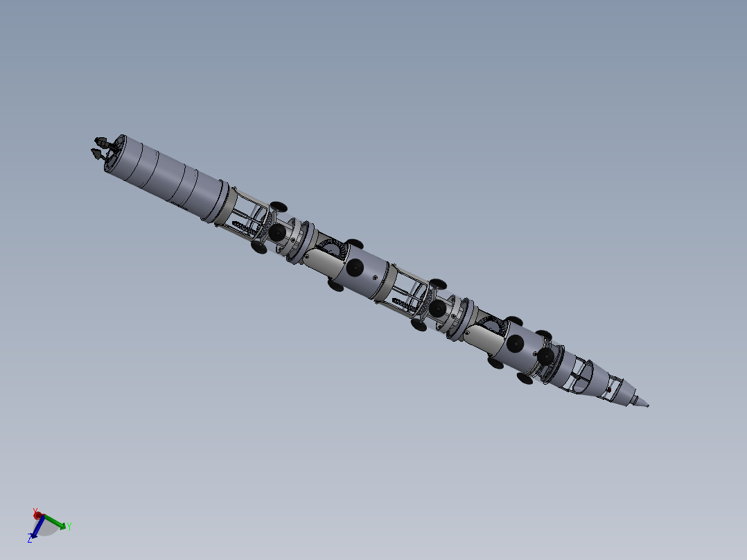 蛇形搜救<span style='color: red'>机器人</span>的原理机构设计CAD图纸SolidWorks三维模型说明