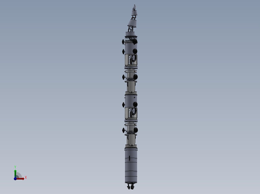蛇形搜救机器人的原理机构设计CAD图纸SolidWorks三维模型说明前视图