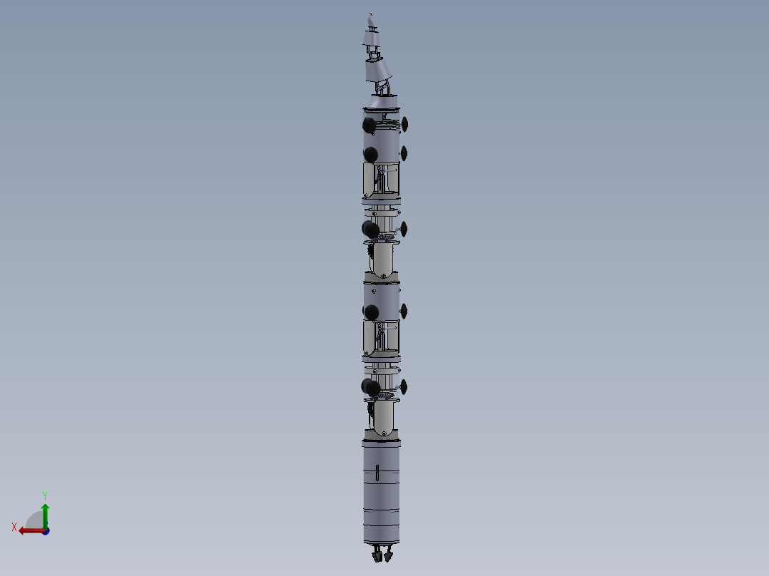 蛇形搜救机器人的原理机构设计CAD图纸SolidWorks三维模型说明后视图