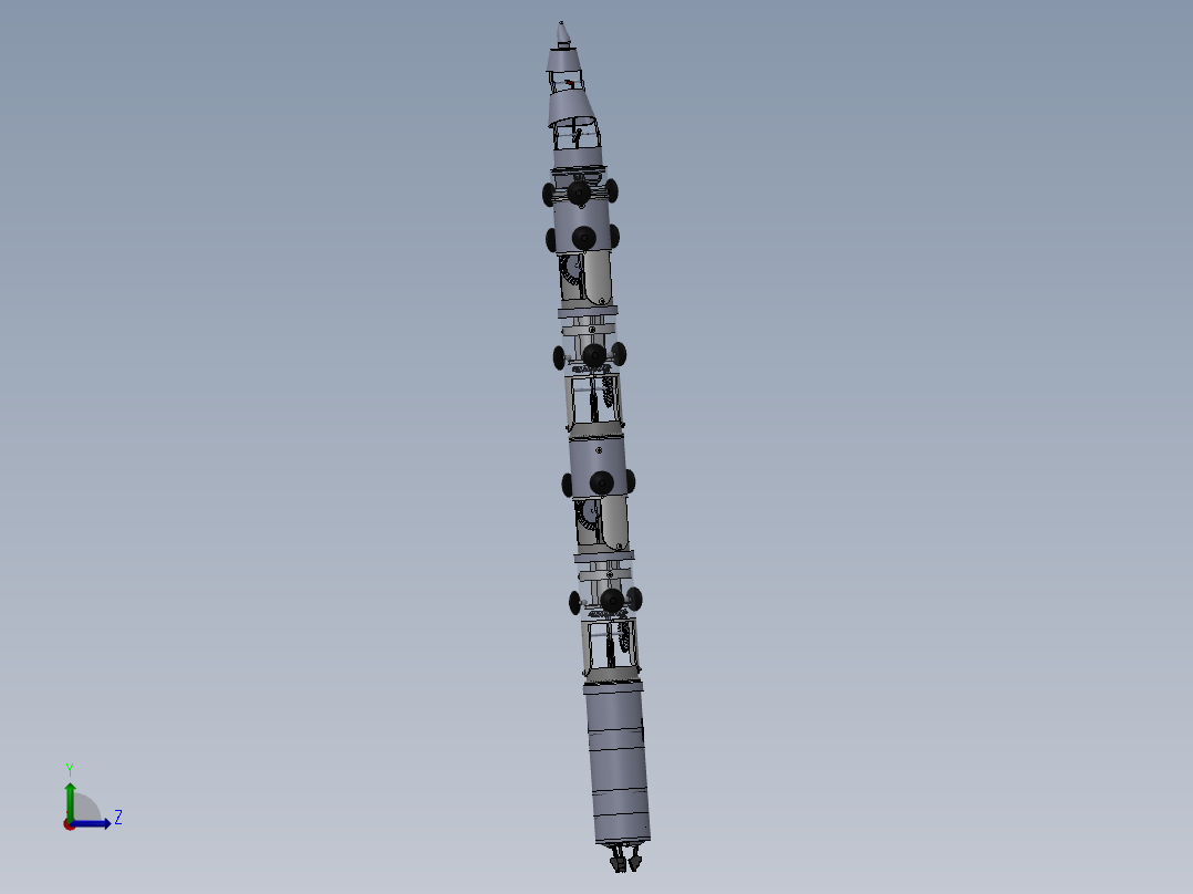 蛇形搜救机器人的原理机构设计CAD图纸SolidWorks三维模型说明左视图