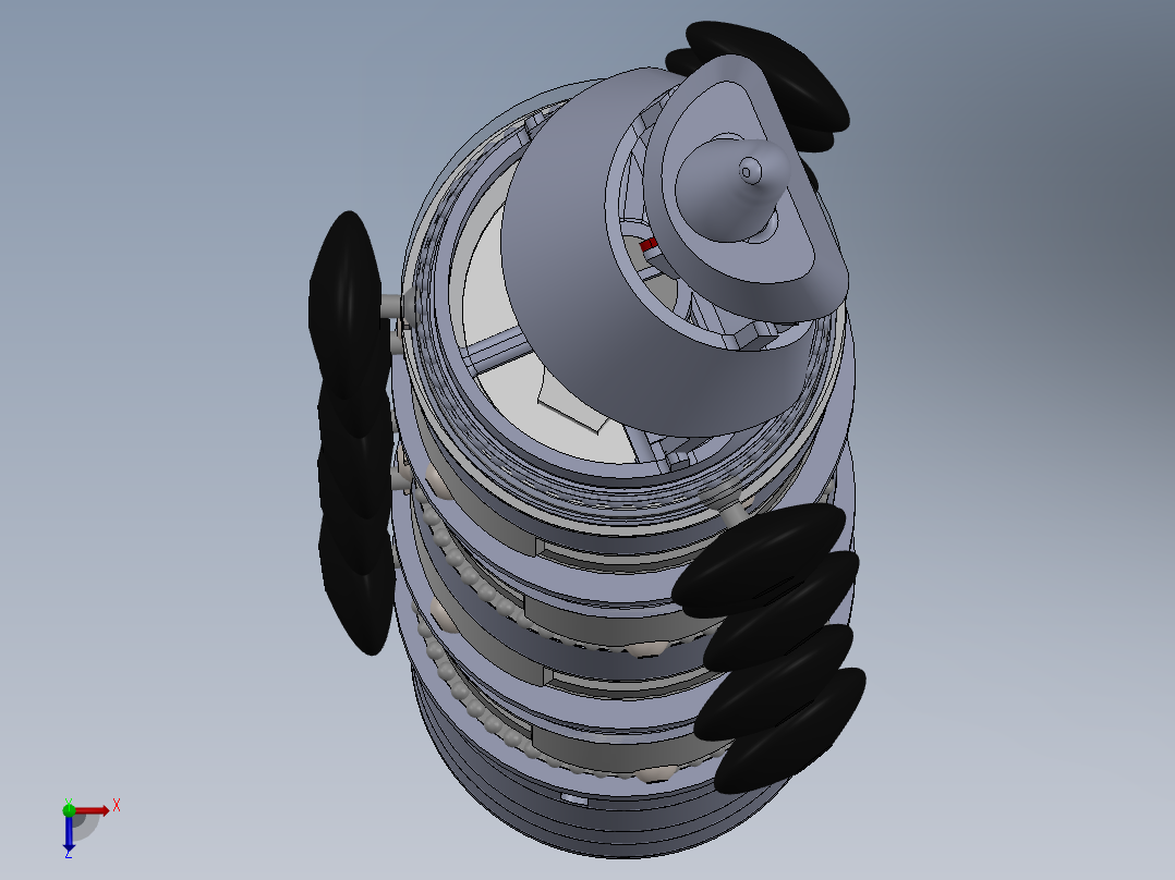 蛇形搜救机器人的原理机构设计CAD图纸SolidWorks三维模型说明俯视图