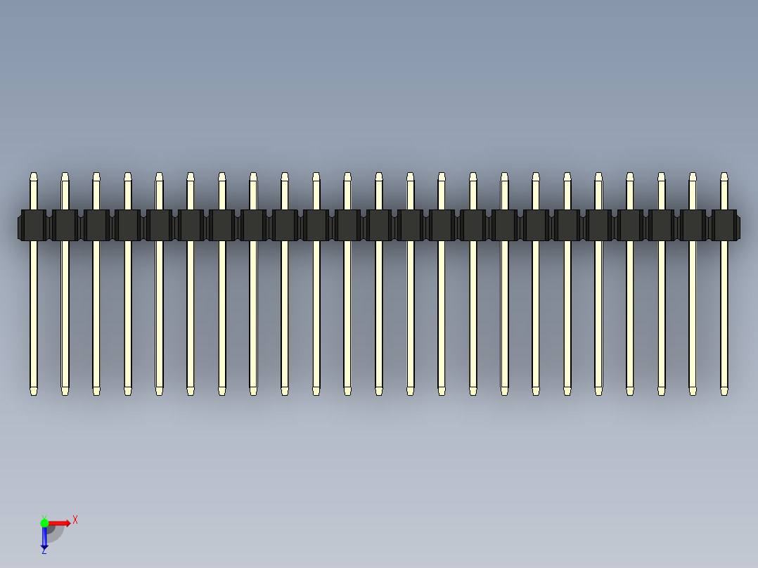 彩色公头100mil（2.54mm）系列-DS1021_black_1x23p_100mil_Type5_rev1.0俯视图