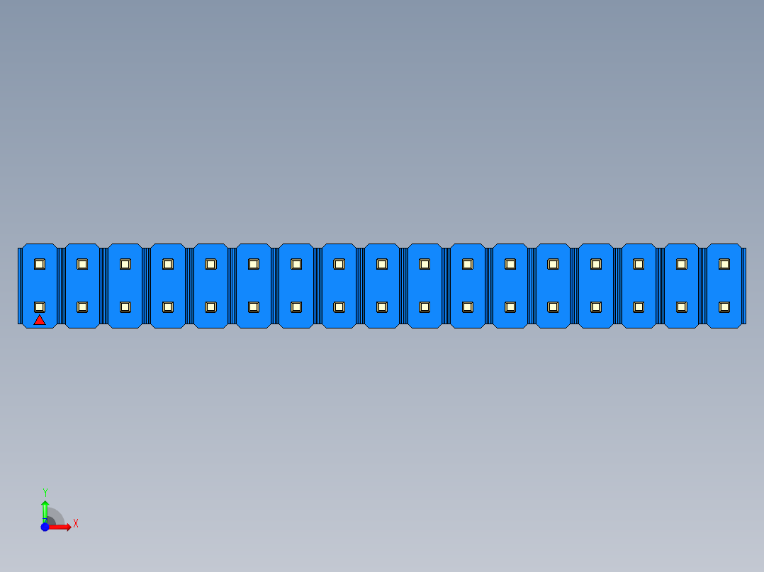 彩色公头100mil（2.54mm）系列-DS1021_blue_2x17p_100mil_Type43_rev1.0前视图