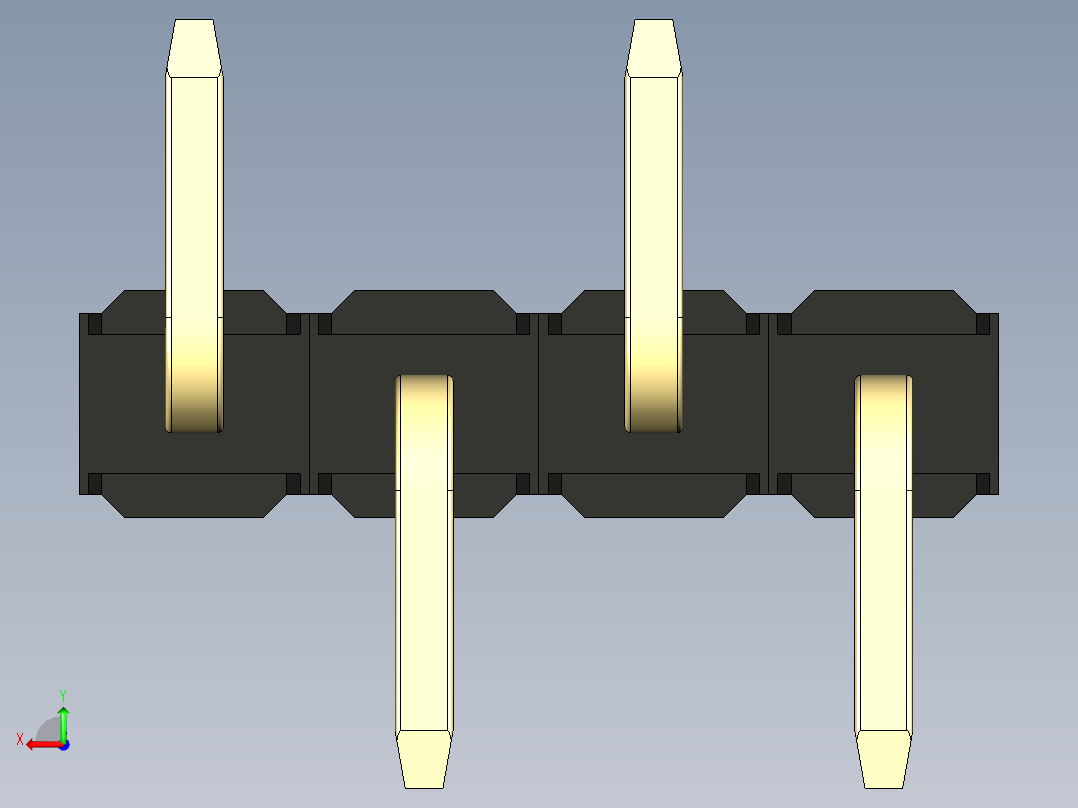 彩色公排针 100mil 2.54mm 系列-DS1022_black_04p_100mil_Type_SMT_R2_rev1.0后视图