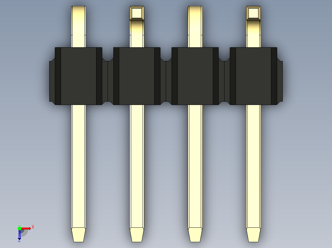 彩色公排针 100mil 2.54mm 系列-DS1022_black_04p_100mil_Type_SMT_R2_rev1.0俯视图