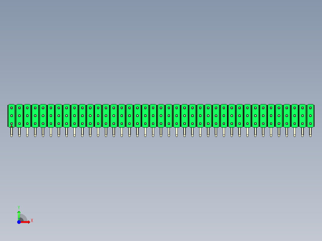 彩色公排针 100mil 2.54mm 系列-DS1022_green_3x39p_100mil_TypeD_rev1.0前视图