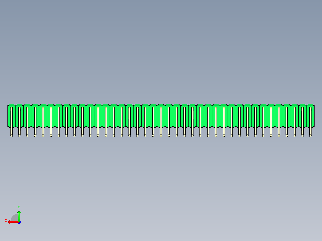 彩色公排针 100mil 2.54mm 系列-DS1022_green_3x39p_100mil_TypeD_rev1.0后视图