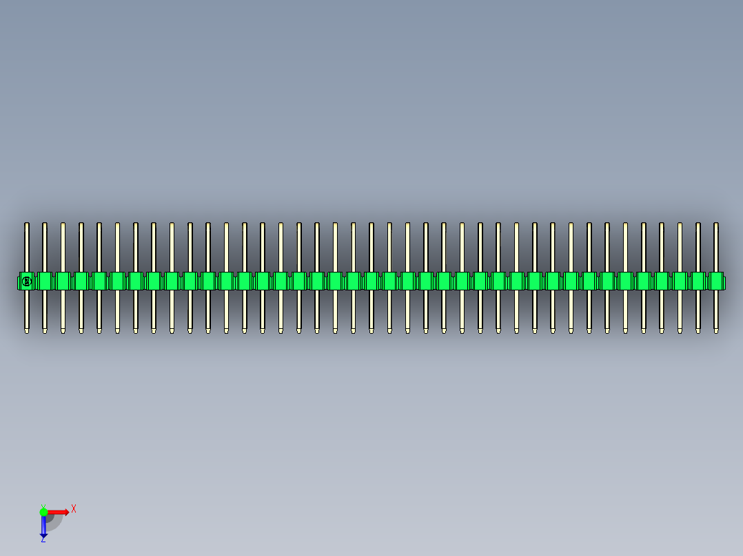 彩色公排针 100mil 2.54mm 系列-DS1022_green_3x39p_100mil_TypeD_rev1.0俯视图