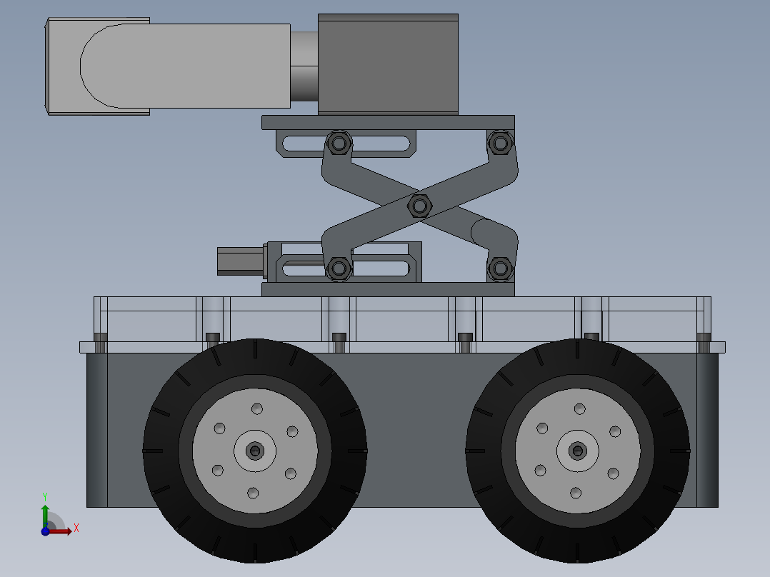 剪式升降云台管道检测机器人前视图