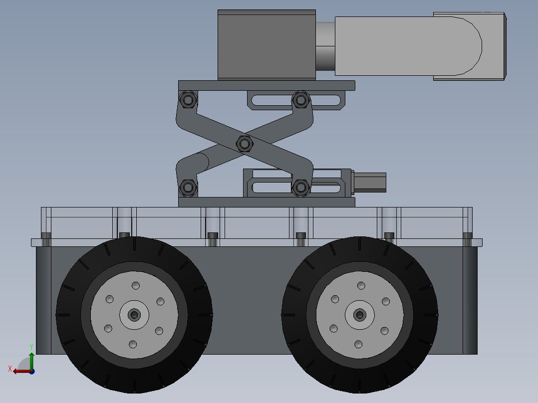 剪式升降云台管道检测机器人后视图