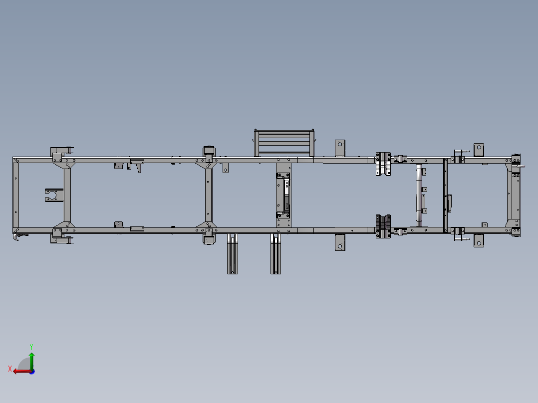 载货汽车底盘车架结构三维模型设计后视图