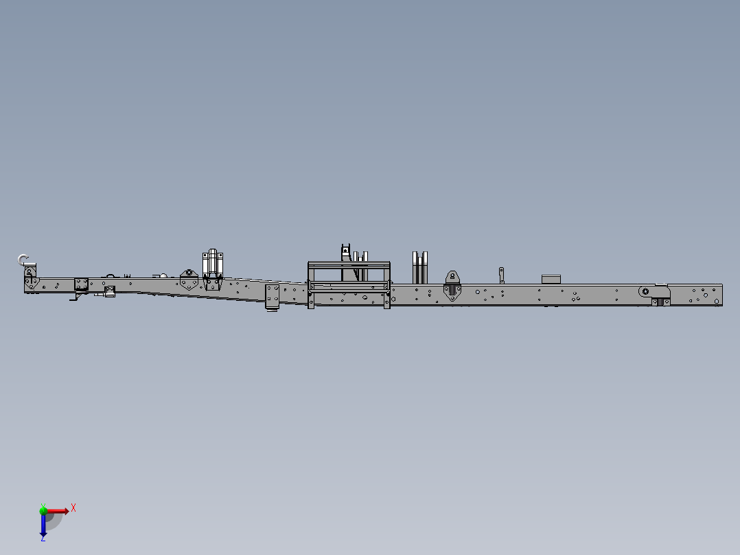载货汽车底盘车架结构三维模型设计俯视图