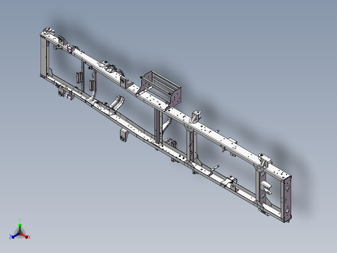 载货汽车底盘车架结构三维模型设计正等轴测图