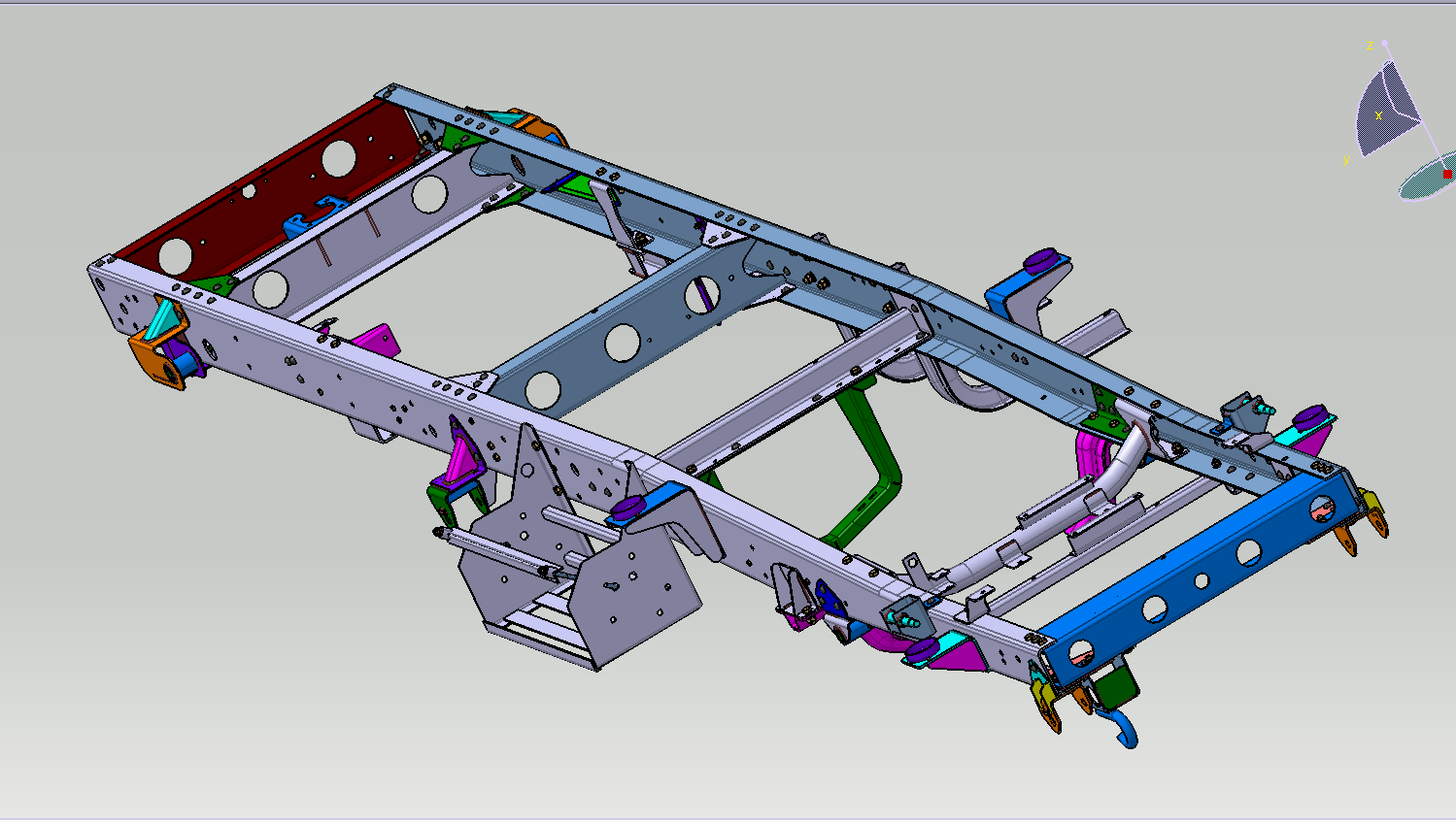载货汽车底盘车架结构三维模型设计