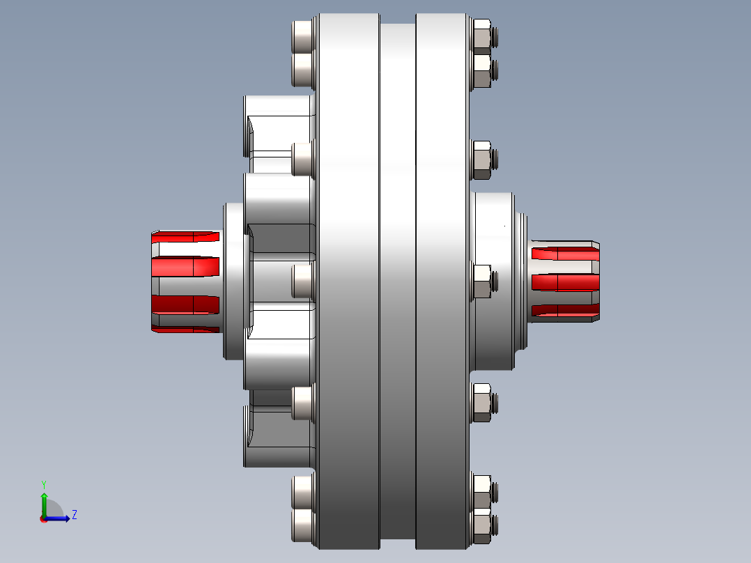Planetary gear concept行星齿轮传动3D数模图纸 Solidworks设计左视图