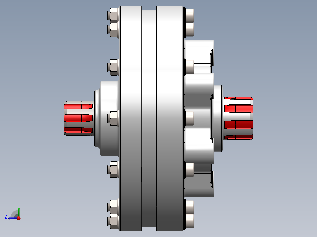Planetary gear concept行星齿轮传动3D数模图纸 Solidworks设计右视图