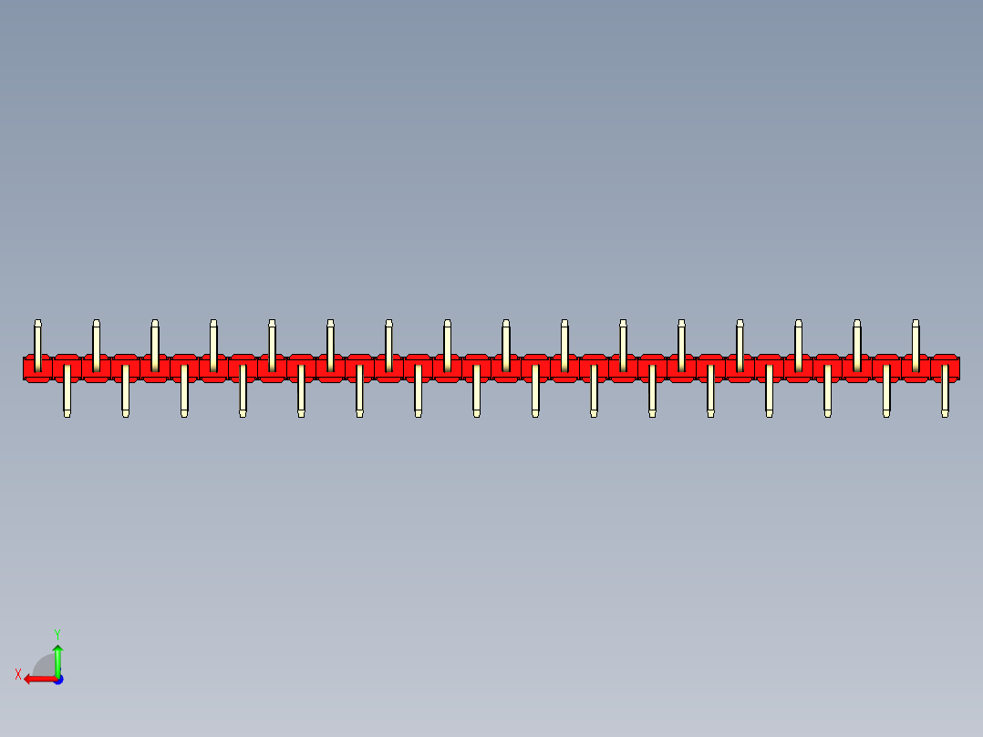 彩色公排针 100mil 2.54mm 系列-DS1022_red_32p_100mil_Type_SMT_R2_rev1.0后视图