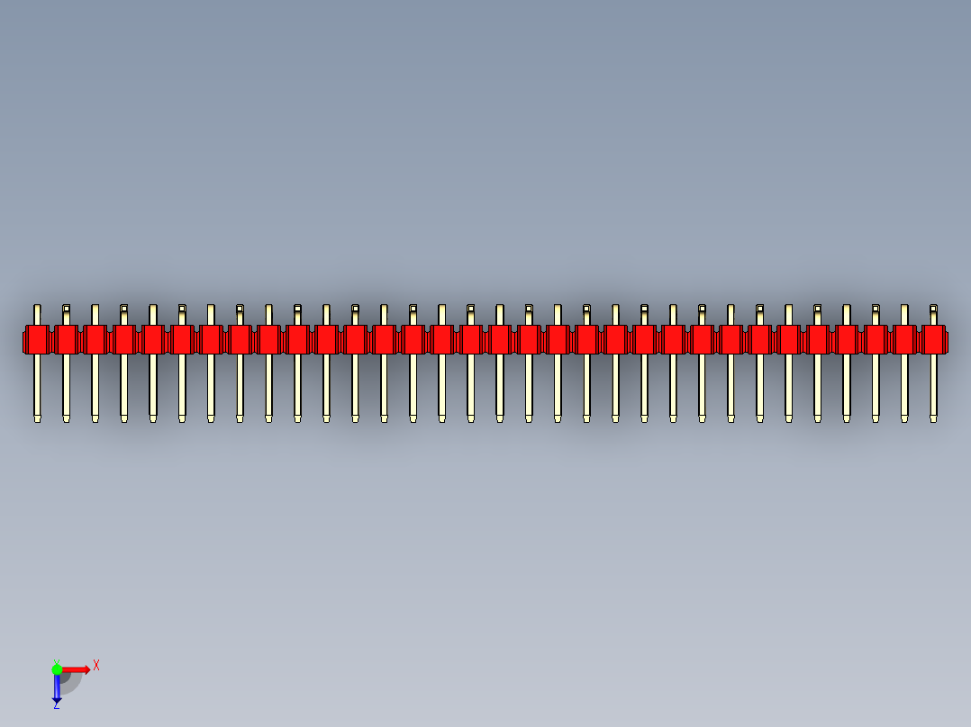 彩色公排针 100mil 2.54mm 系列-DS1022_red_32p_100mil_Type_SMT_R2_rev1.0俯视图
