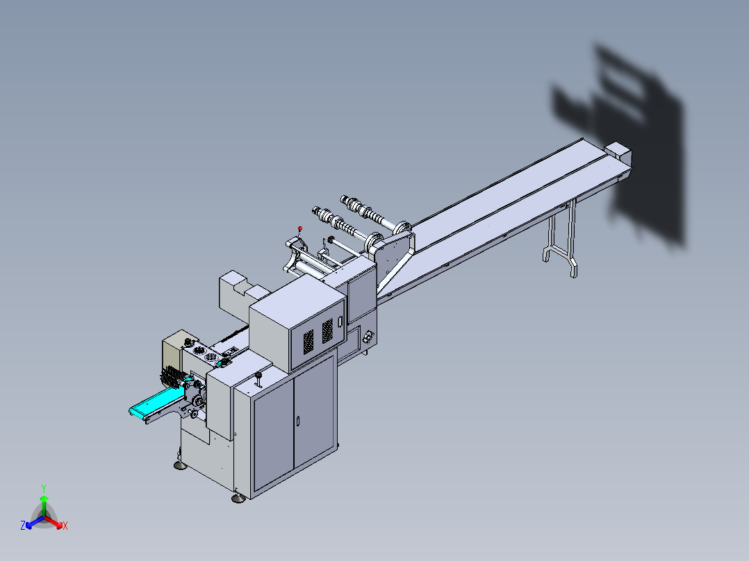 全自动枕式包装机3D模型zhen正等轴测图