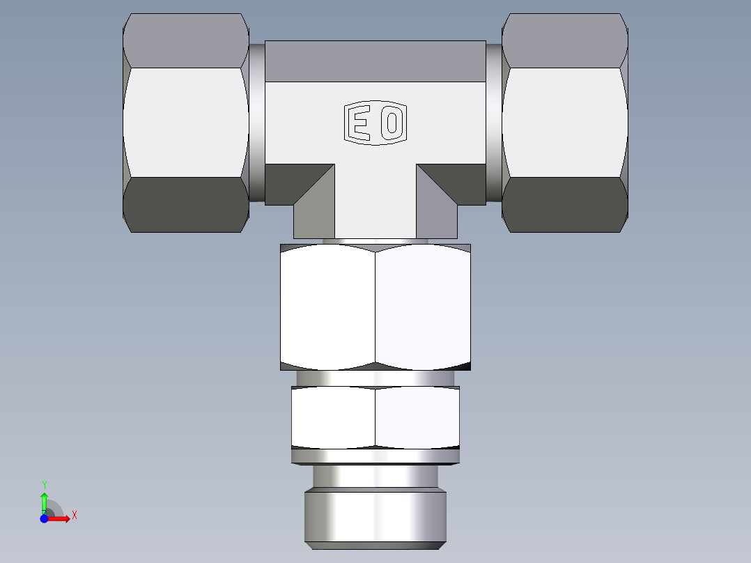 卡套式工业通用硬管接头EO_Assembled_adjustable_standpipe_branch_tee_EVT20SM71前视图