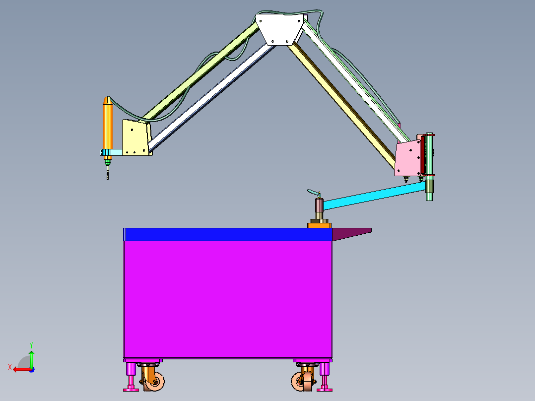 浮臂式万向攻丝机后视图