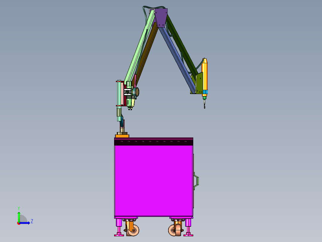 浮臂式万向攻丝机左视图