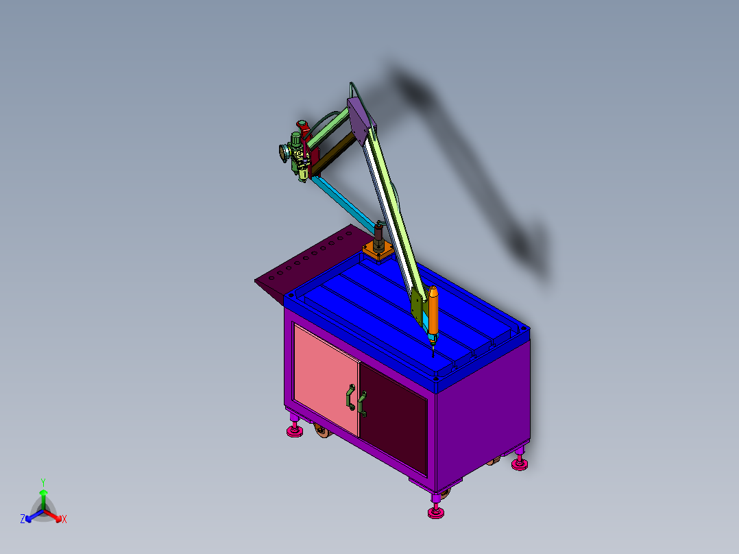浮臂式万向攻丝机正等轴测图