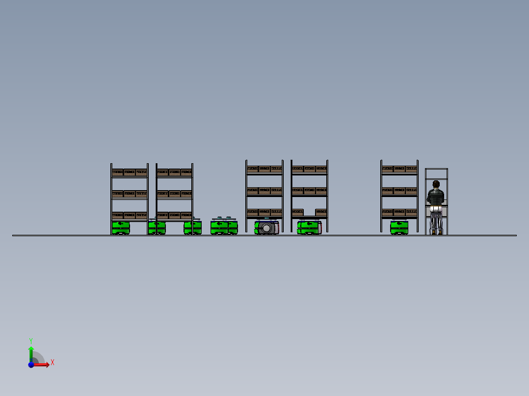 AGV仓库自动拆单系统前视图