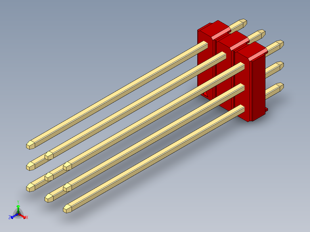 彩色公头100mil（2.54mm）系列-DS1021_red_3x03p_100mil_Type43_rev1.0