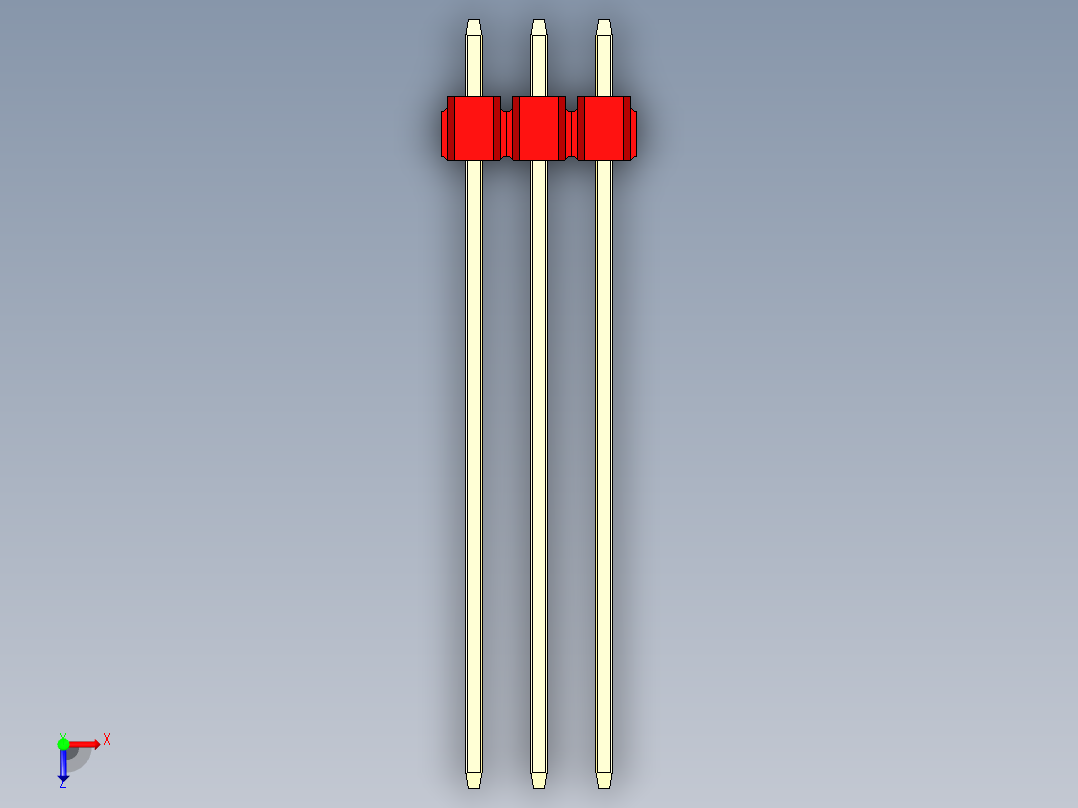 彩色公头100mil（2.54mm）系列-DS1021_red_3x03p_100mil_Type43_rev1.0俯视图