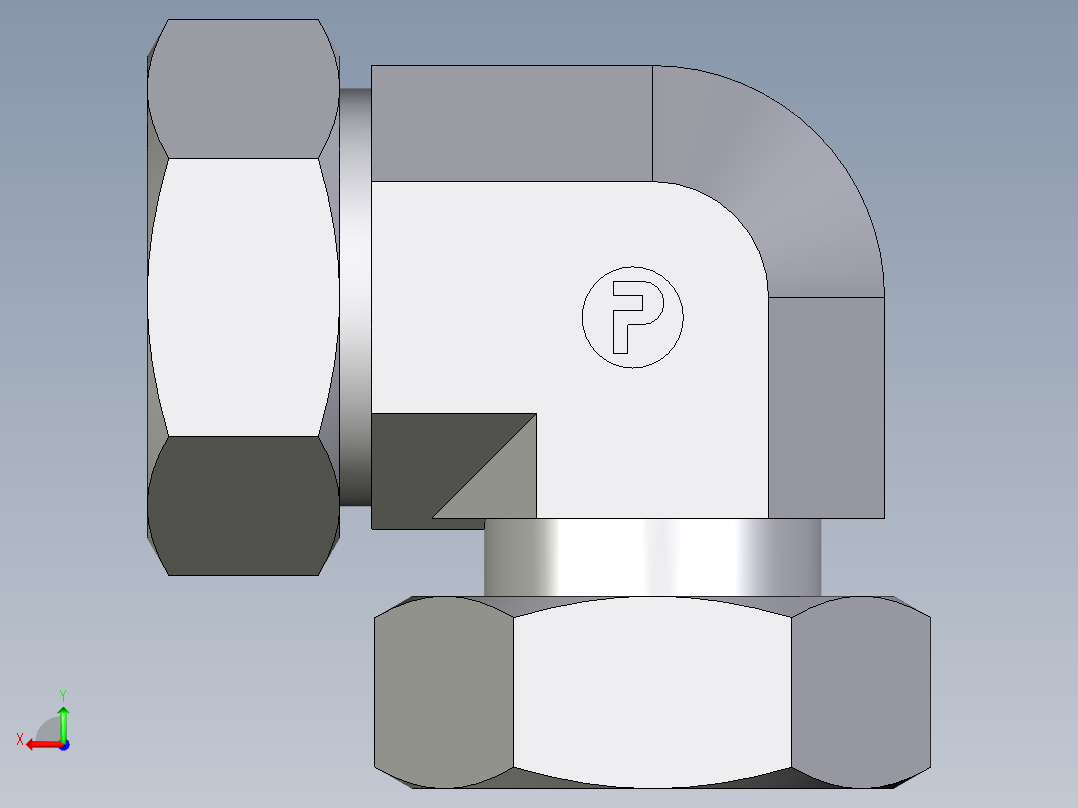 卡套式工业通用硬管接头EO_Standpipe_elbow_EVW42L71后视图