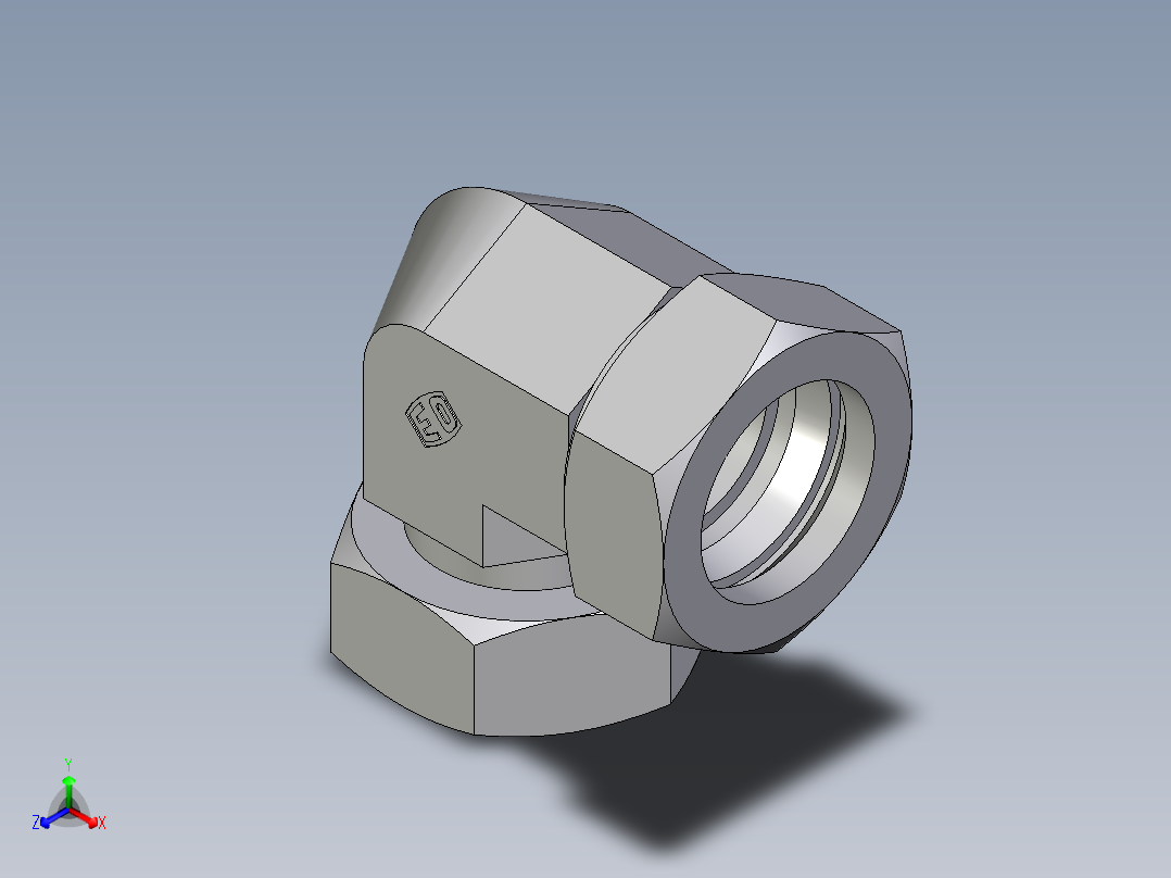 卡套式工业通用硬管接头EO_Standpipe_elbow_EVW42L71正等轴测图