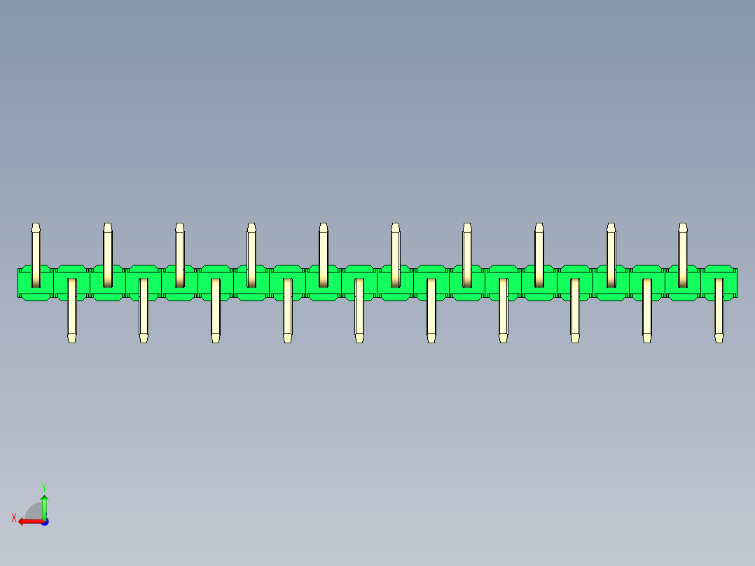 彩色公排针 100mil 2.54mm 系列-DS1022_green_20p_100mil_Type_SMT_R2_rev1.0后视图