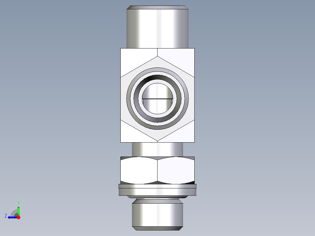 卡套式工业通用硬管接头EO_Adjustable_locknut_run_tee_LEE10LROMDCF右视图