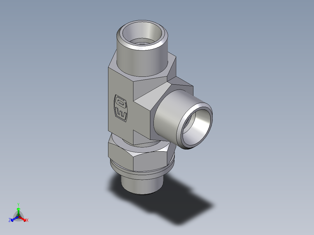 卡套式工业通用硬管接头EO_Adjustable_locknut_run_tee_LEE10LROMDCF正等轴测图