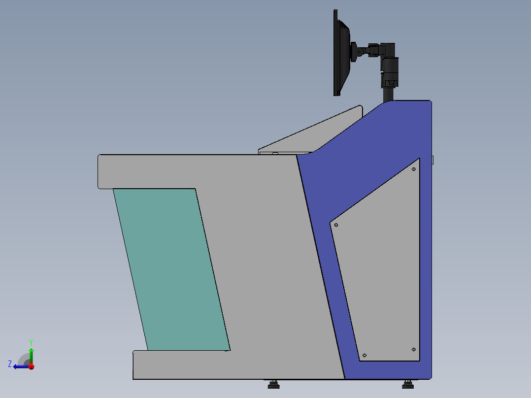 四工位桌面含储物槽造型控制台右视图