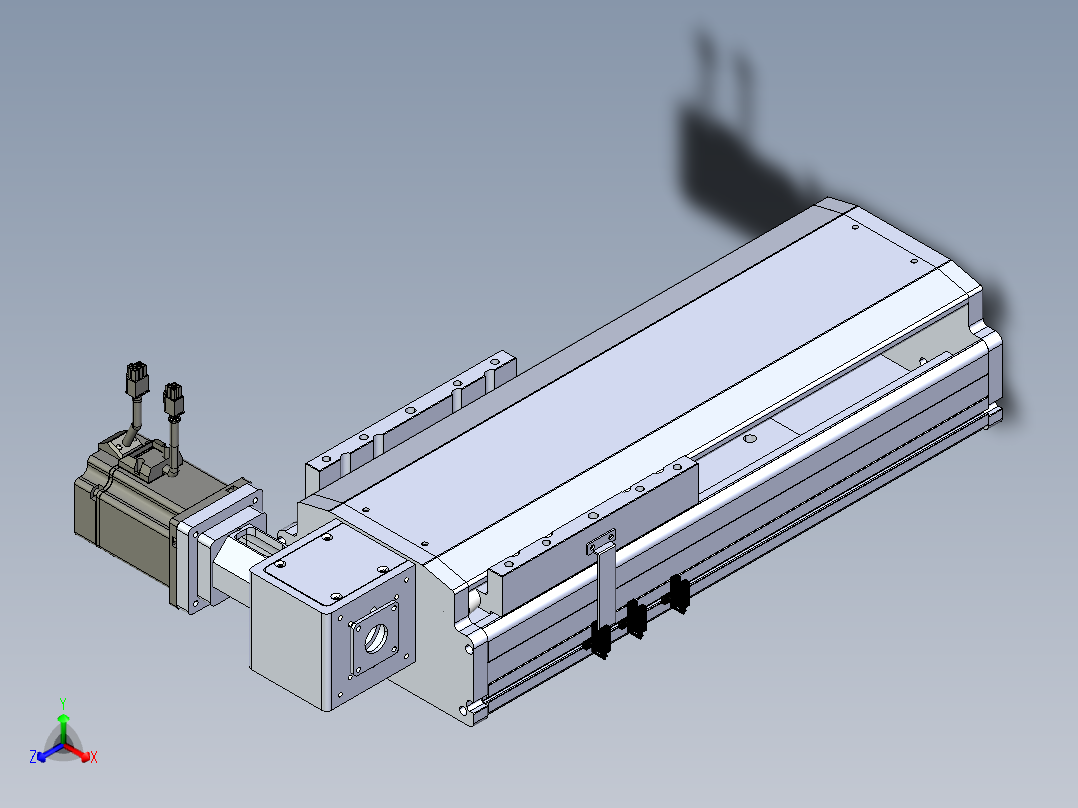 东锦同步带传动-直线滑台模组DH210B-L150-S200-BL-P750W-C3正等轴测图