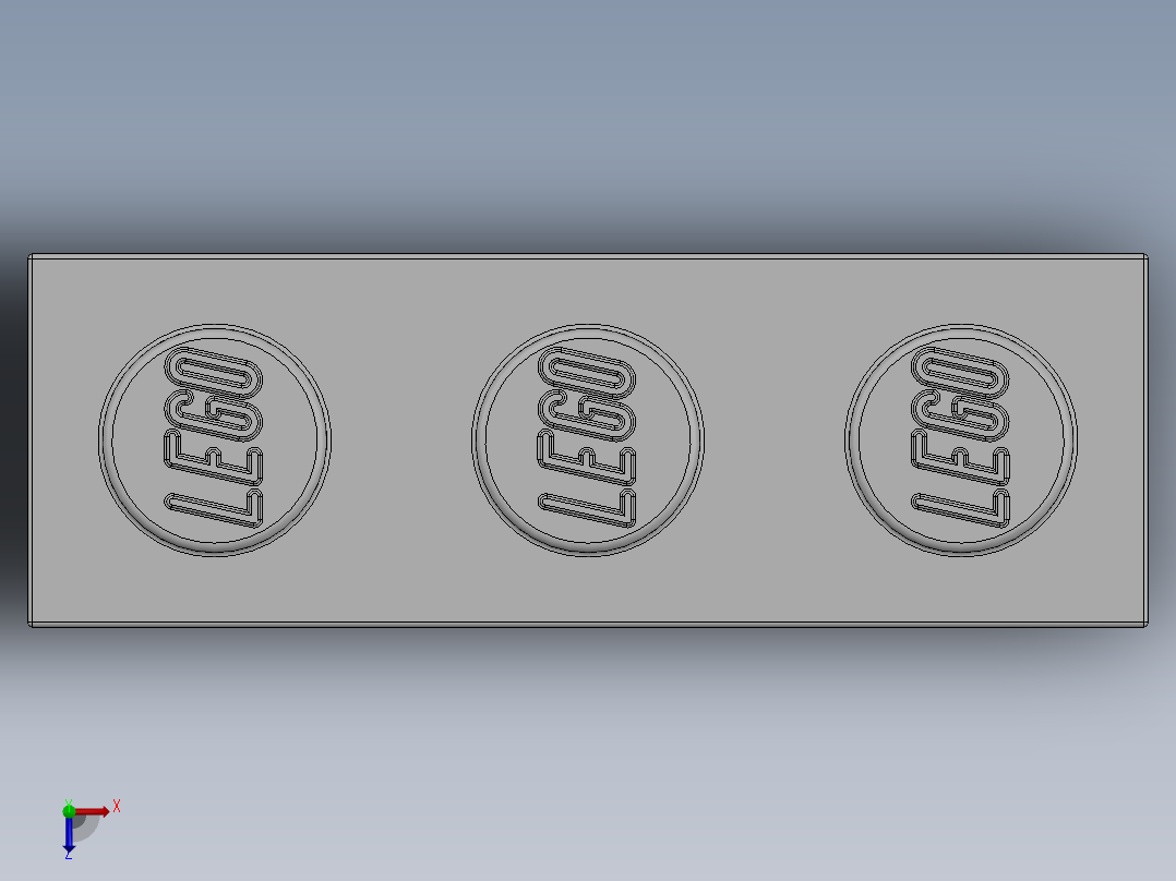 乐高套装 4421基本积木-362201 White Brick 1 x 3.SLDPRT俯视图