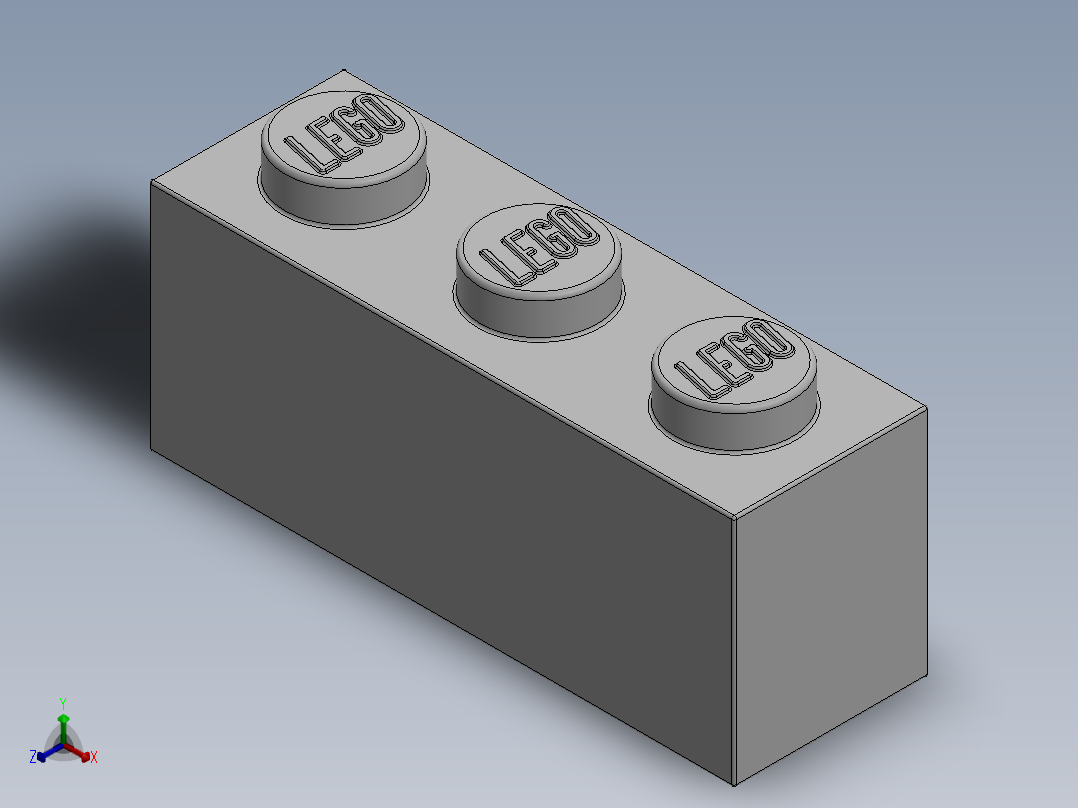 乐高套装 4421基本积木-362201 White Brick 1 x 3.SLDPRT正等轴测图
