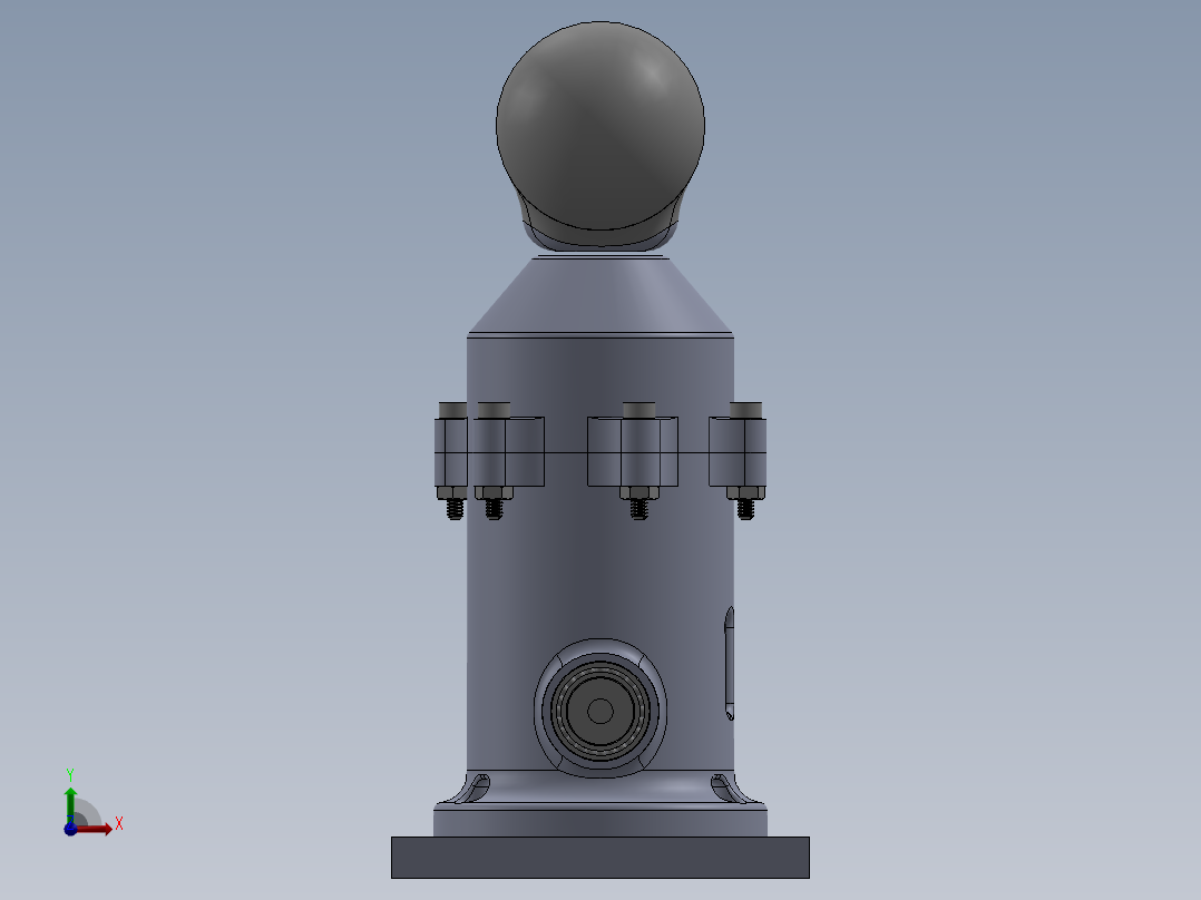 运行的四缸发动机设计模型前视图