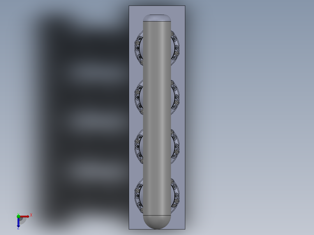 运行的四缸发动机设计模型俯视图