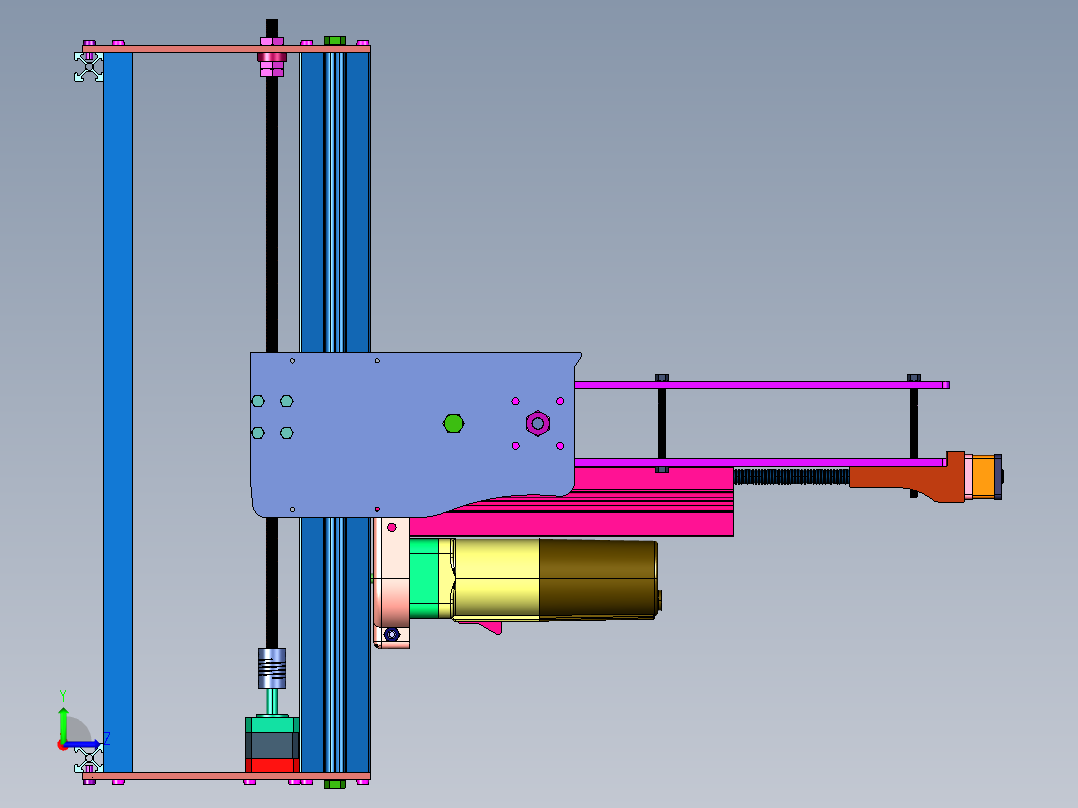 低成本框架数控雕刻机左视图