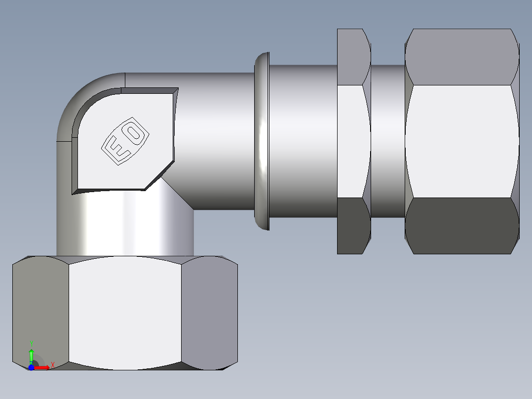 卡套式工业通用硬管接头EO_Bulkhead_elbow_WSV25SCF前视图