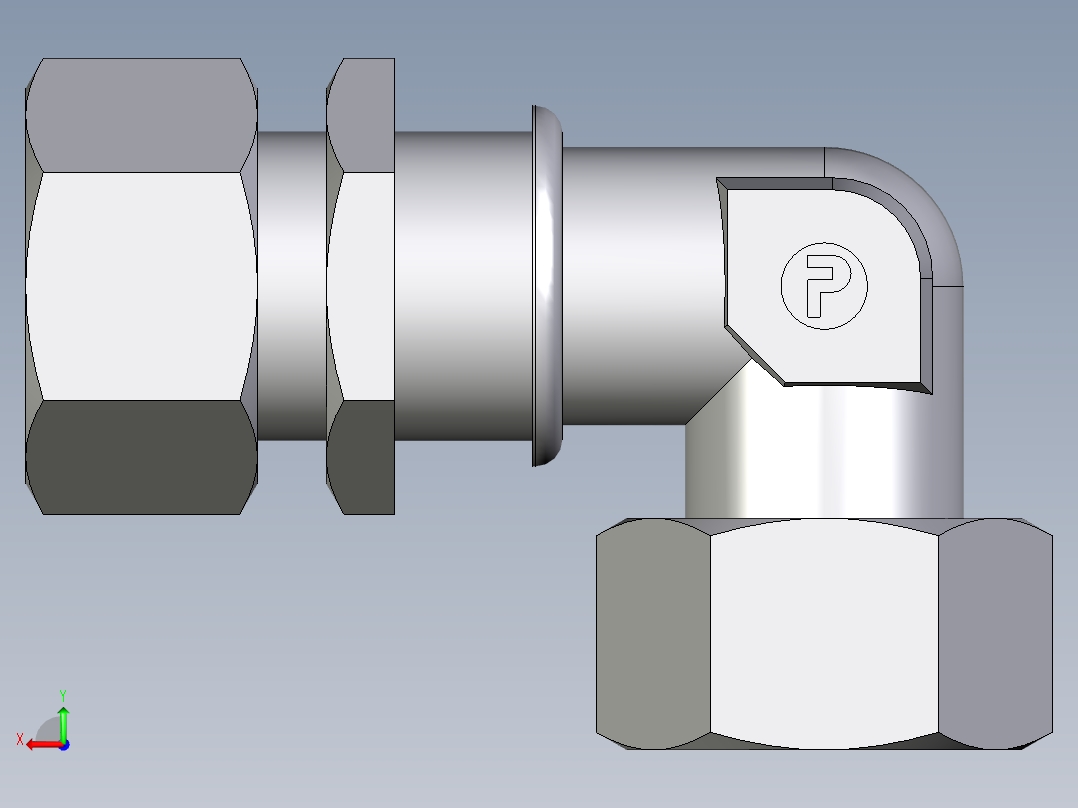 卡套式工业通用硬管接头EO_Bulkhead_elbow_WSV25SCF后视图