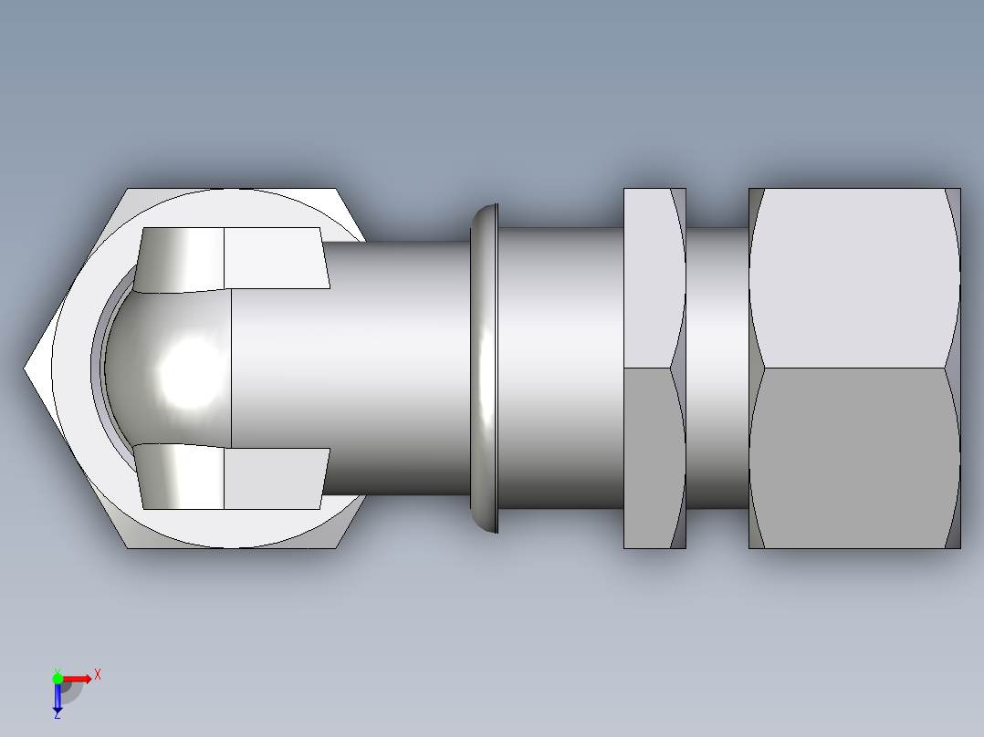 卡套式工业通用硬管接头EO_Bulkhead_elbow_WSV25SCF俯视图